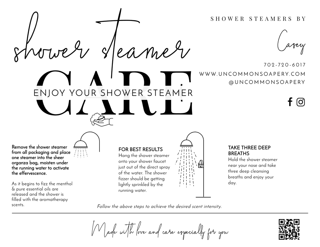 Shower Steamer Care Card