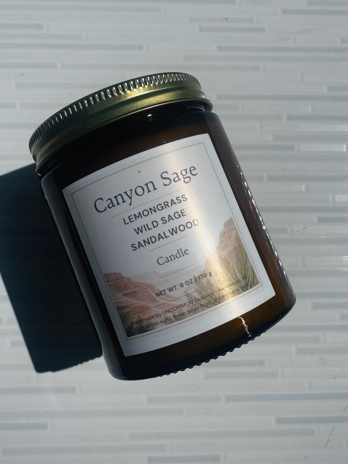 Canyon Sage 6oz Amber Jar Candle, UNCOMMON Soapery