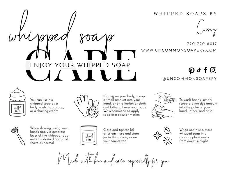 Whipped Soap Care Card