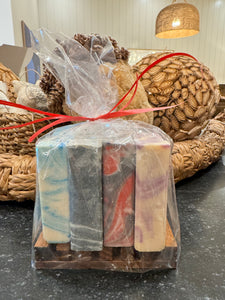 4 for $35 Shea Butter Soap Gift Set with Wooden Holder