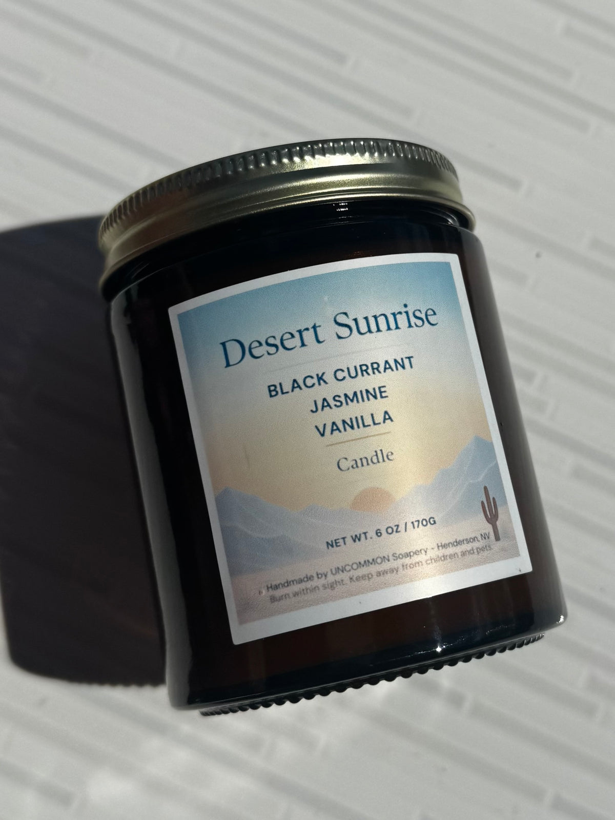 Desert Sunrise 6oz Amber Jar Candle, UNCOMMON Soapery