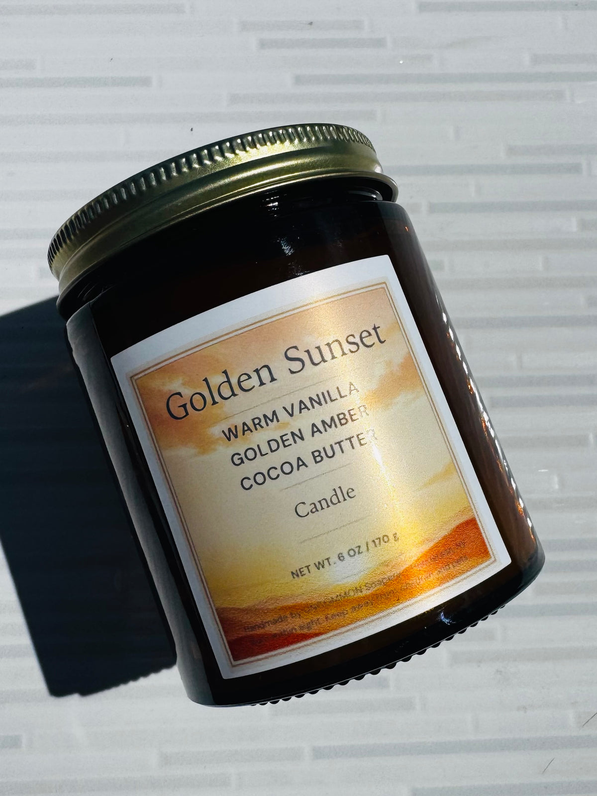 Golden Sunset 6oz Amber Jar Candle, UNCOMMON Soapery