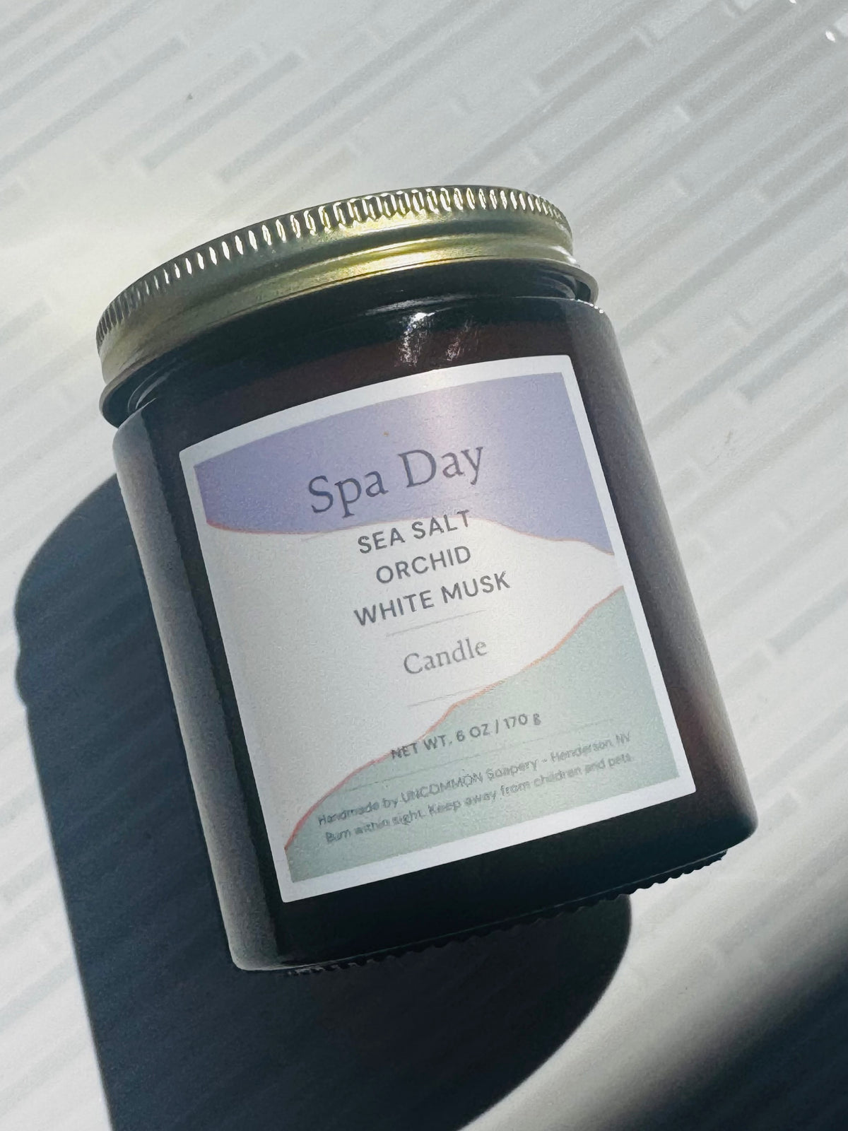 Spa Day 6oz Amber Jar Candle, UNCOMMON Soapery